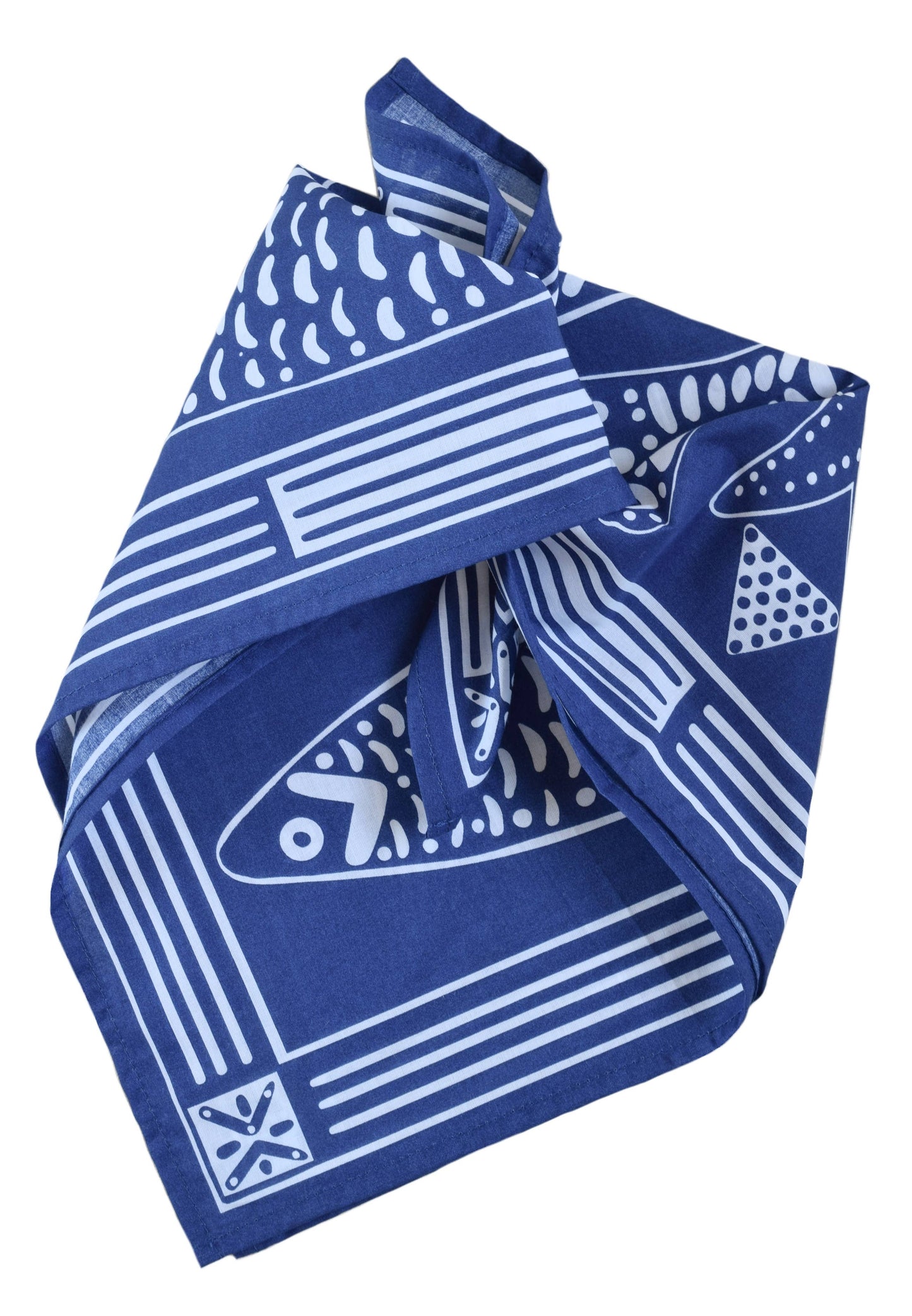 Hearth and Harrow - Sardine Bandana - 100% Cotton - Nautical Print - Hanky Ascot - PMA Store at the Portland Museum of Art, Maine