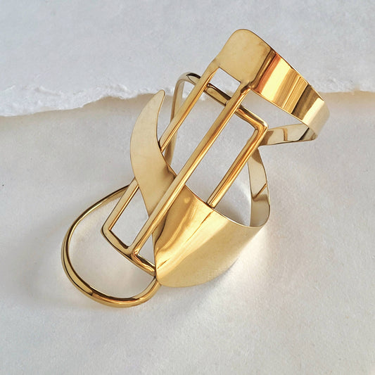 Bisjoux - Brass bold statement Dynasty Cuff bracelet
