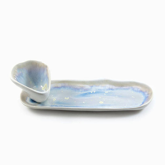 Alison Evans Ceramics - Oyster Sauce Bowl: Mint& Charcoal - PMA Store at the Portland Museum of Art, Maine