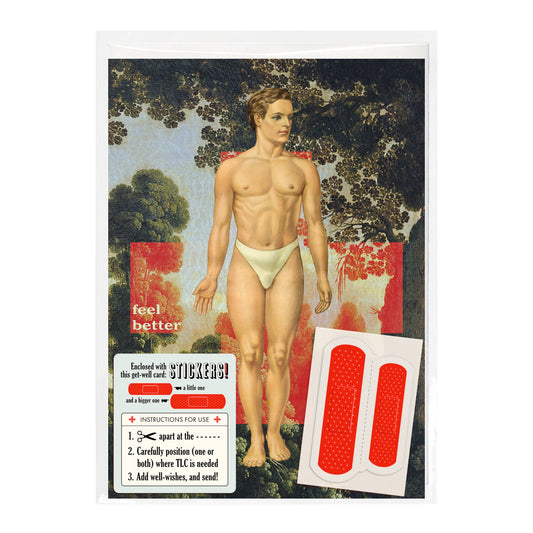 Pictrix Design - "Feel better (man)" A6 get well card 👉with STICKERS👈: Recycled white envelopes - PMA Store at the Portland Museum of Art, Maine