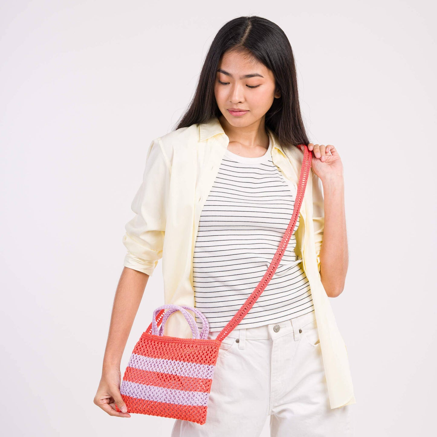 Stripe Raffia Mini Tote: Poppy Lilac - PMA Store at the Portland Museum of Art, Maine