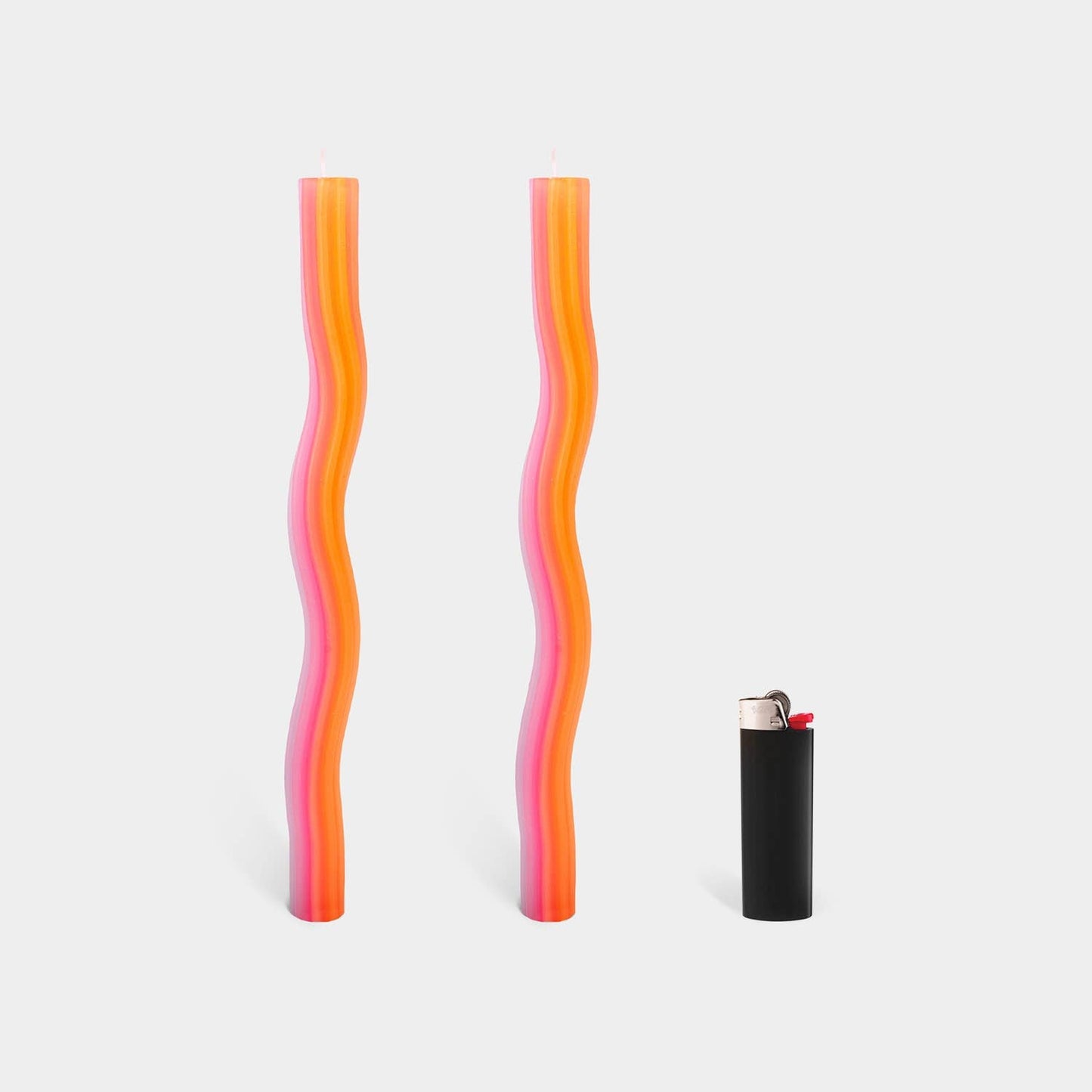 54 Celsius - Wiggle Candles - Orange (2 Pack) - 11" Vibrant Taper Candles - PMA Store at the Portland Museum of Art, Maine