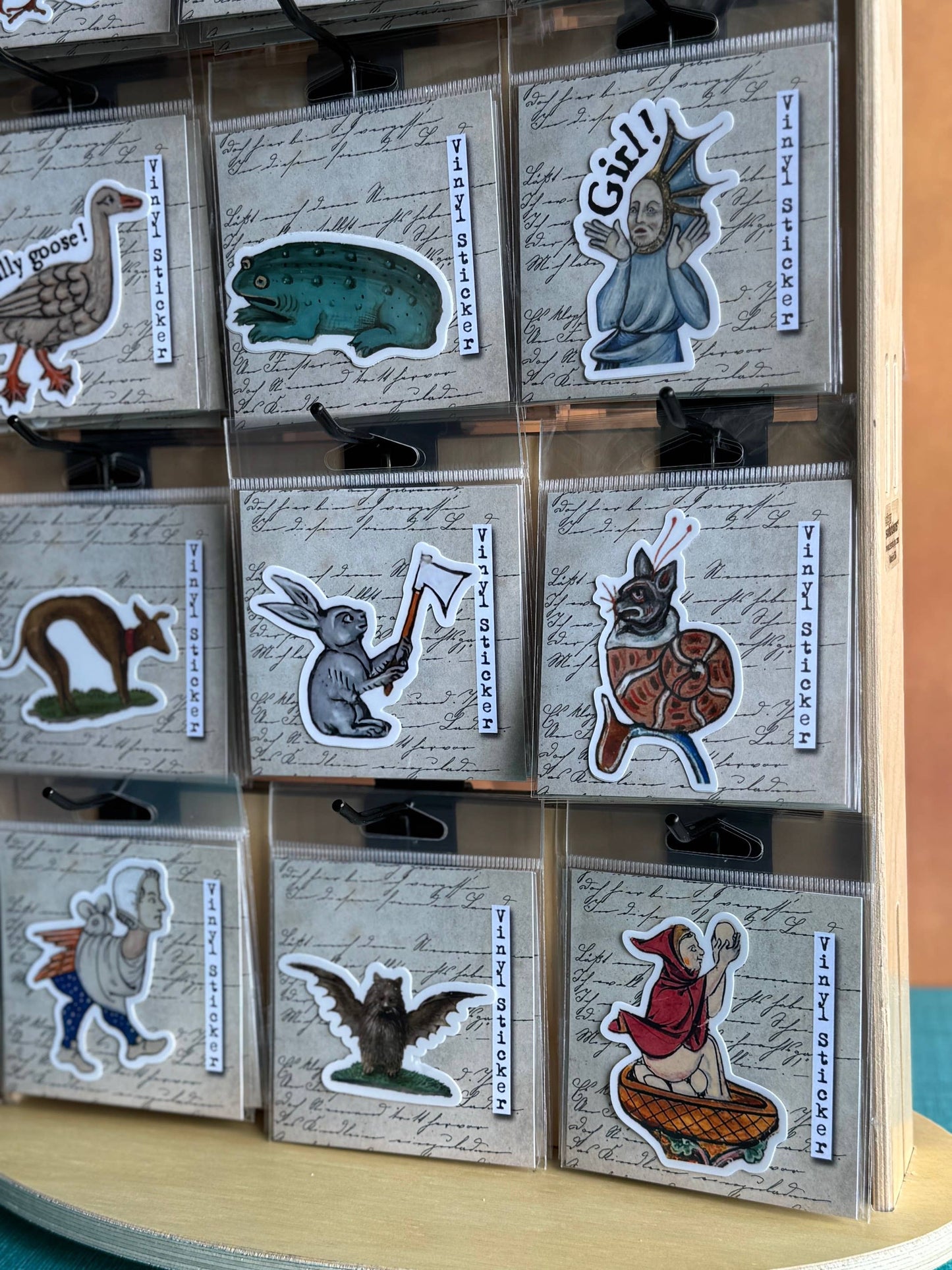 ChicalooKate - Medieval Marginalia Girl! Vinyl Sticker : Packaged Sticker