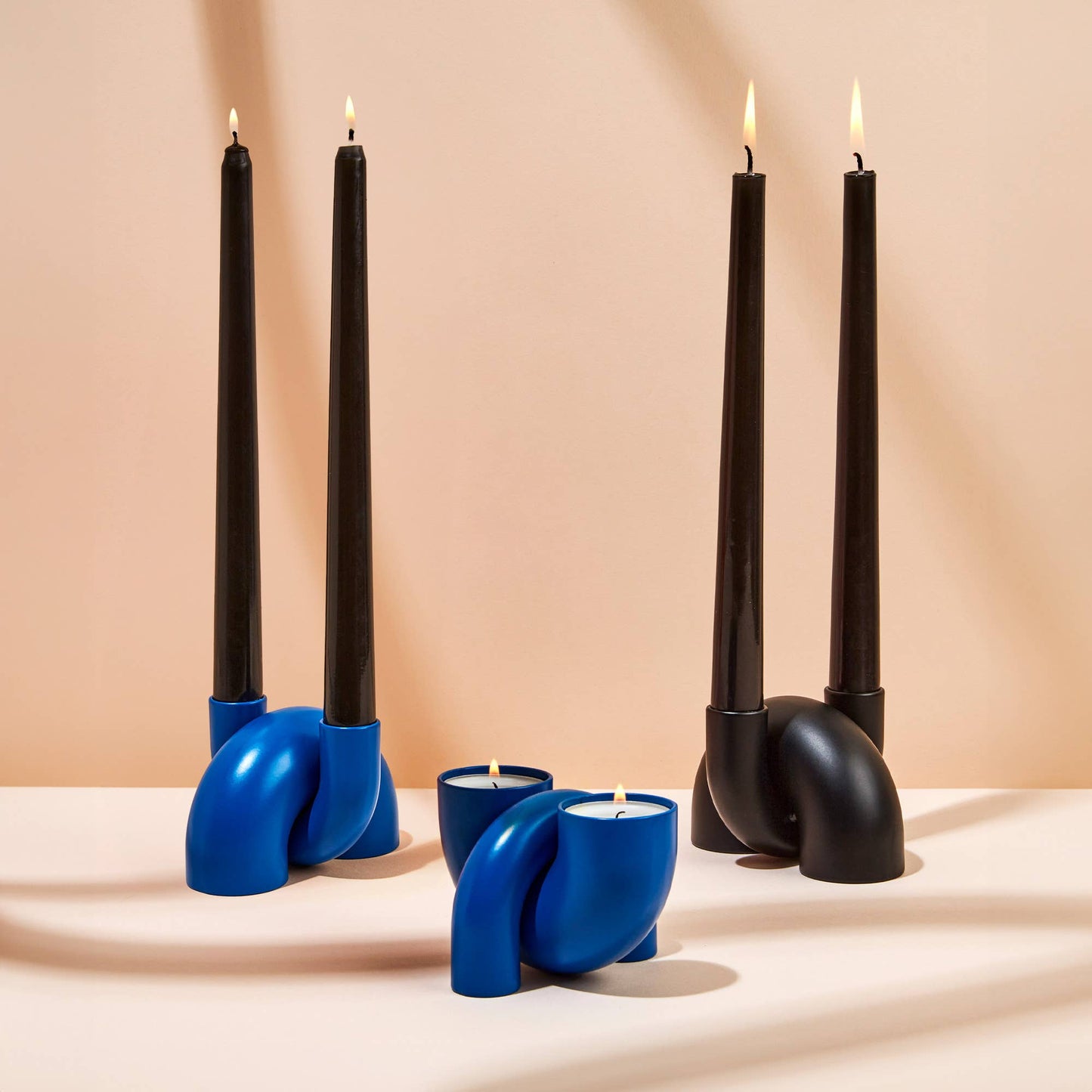 Macaroni 2-in-1 Candleholder - Tapers & Tealights - Blue - PMA Store at the Portland Museum of Art, Maine