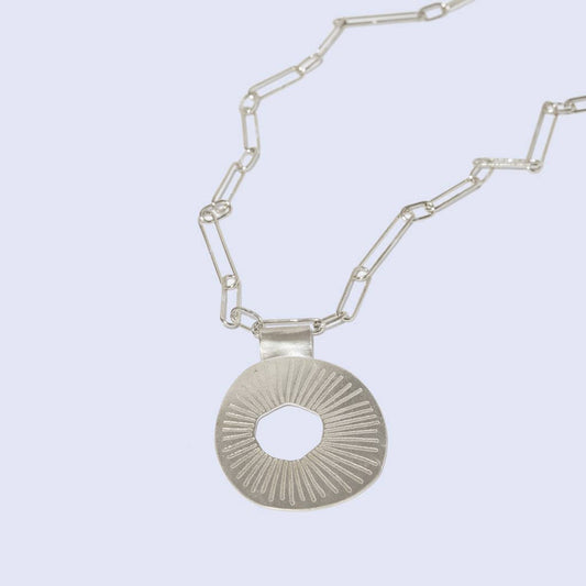 MULXIPLY - Ray Statement Pendant Loop Link Necklace - Sterling Silver - PMA Store at the Portland Museum of Art, Maine