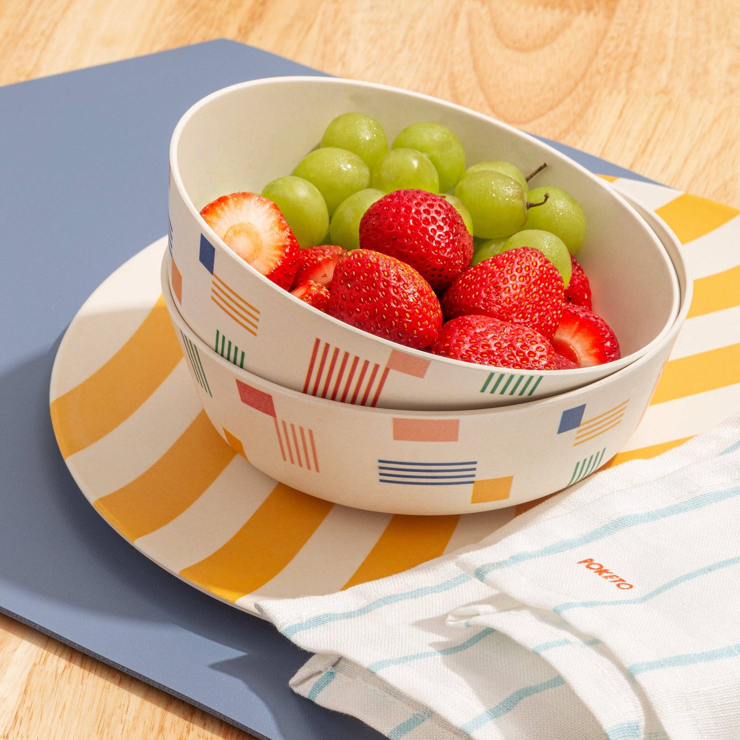 Poketo - Bamboo Dinner Plate Set in Waves: Waves - PMA Store at the Portland Museum of Art, Maine