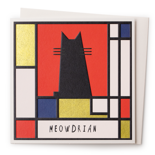 Nelson Line - Meowdrian - Piet Mondrian Cat Art Card 6x6 - PMA Store at the Portland Museum of Art, Maine