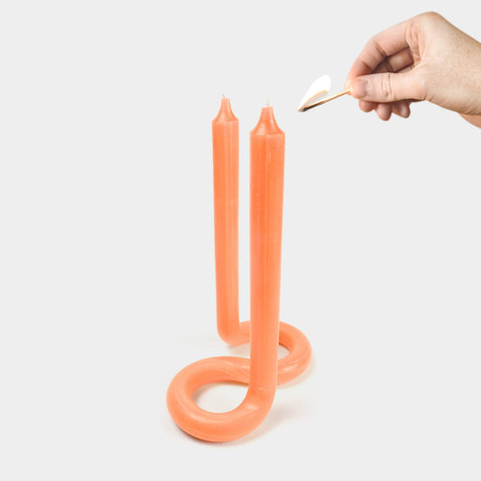 54 Celsius - Twist Candle Sticks by Lex Pott, 9.5" Tall, Orange - PMA Store at the Portland Museum of Art, Maine