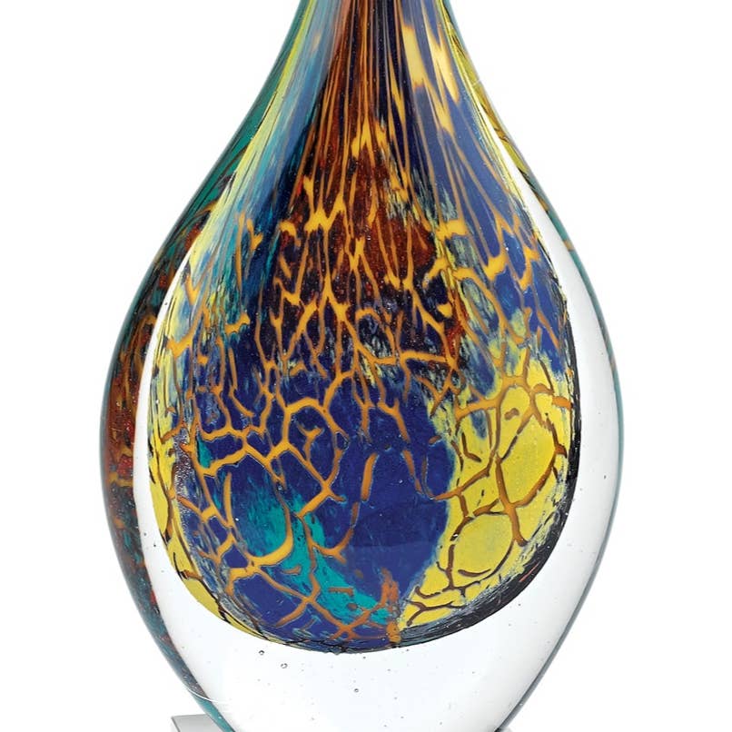 Badash - Firestorm Murano Style Art Glass 11" Teardrop on Base - PMA Store at the Portland Museum of Art, Maine