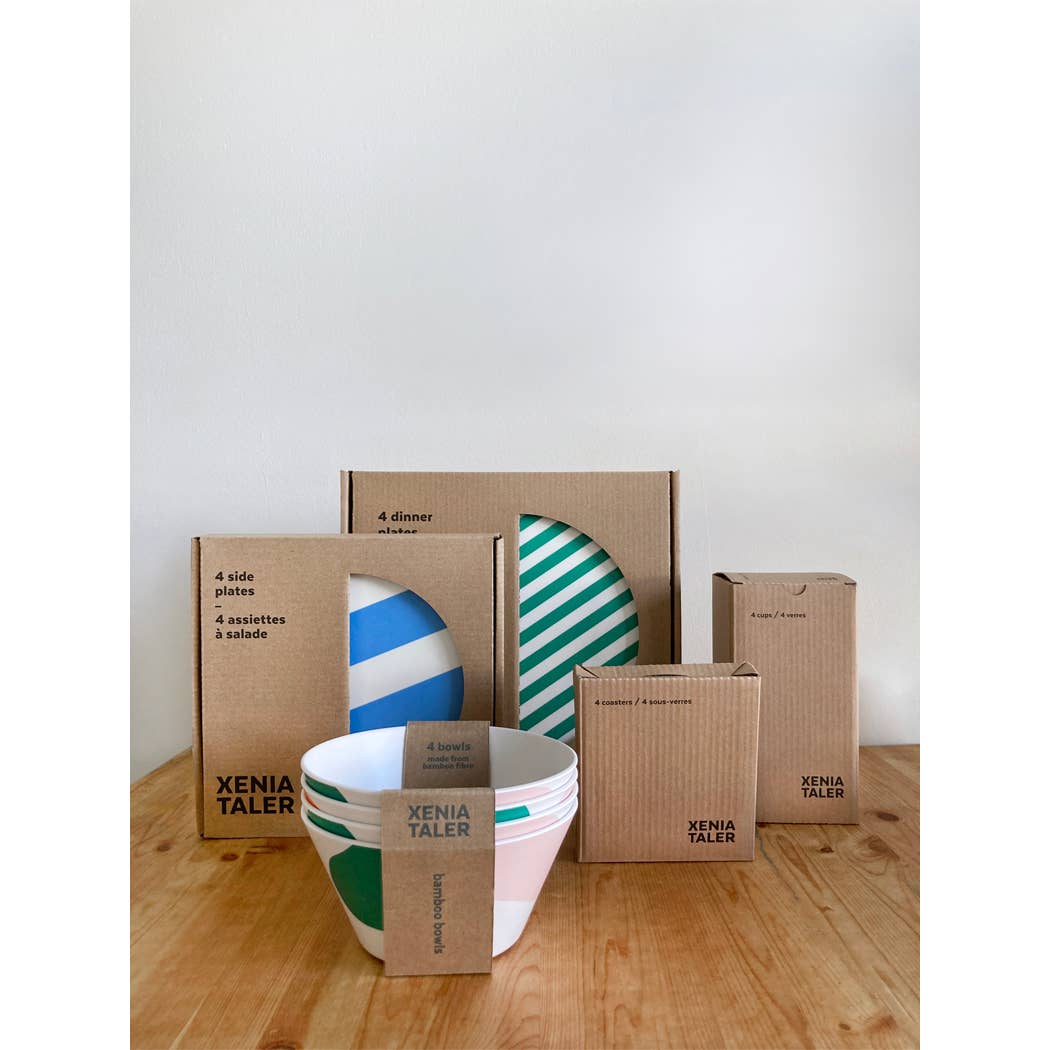 Xenia Taler - 'Cabana' Yellow Stripe Dinner Plate - Set of 4: Ship inside gift box - PMA Store at the Portland Museum of Art, Maine