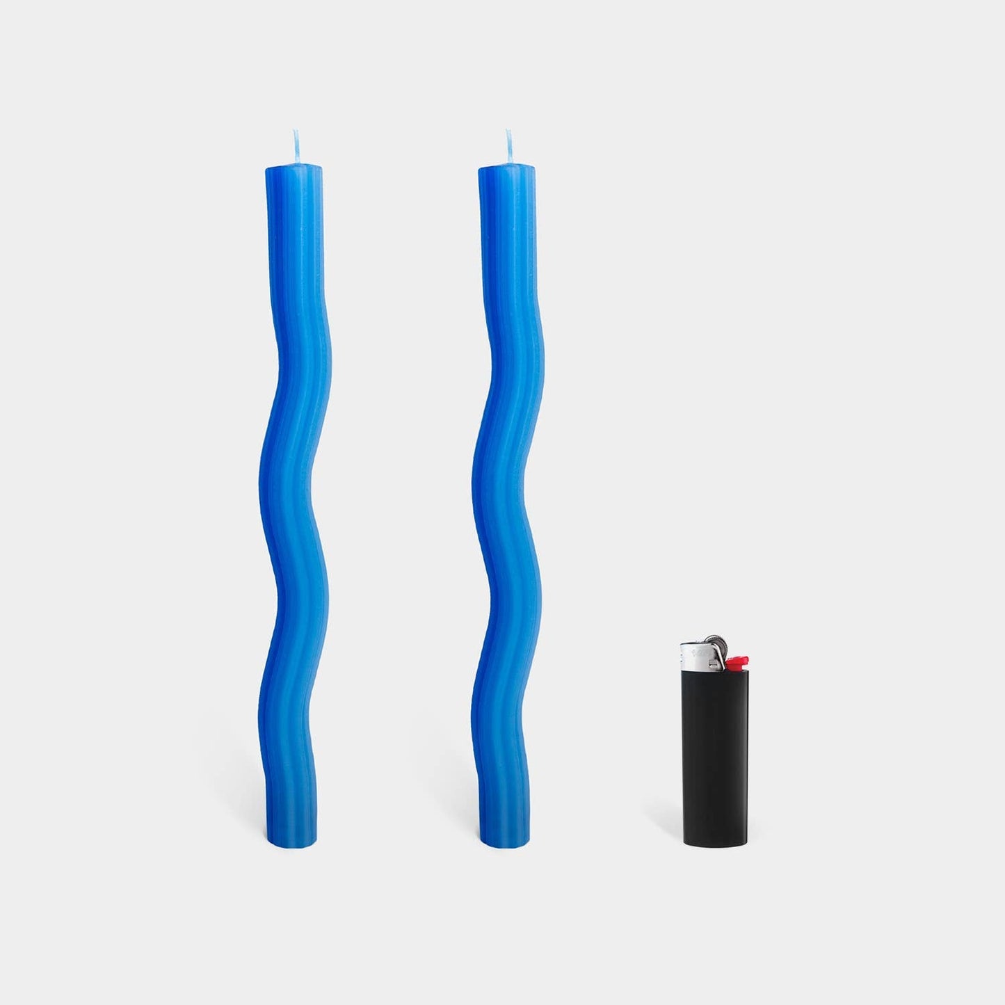 54 Celsius - Wiggle Candles - Blue (2 Pack) - 11" Vibrant Taper Candles - PMA Store at the Portland Museum of Art, Maine