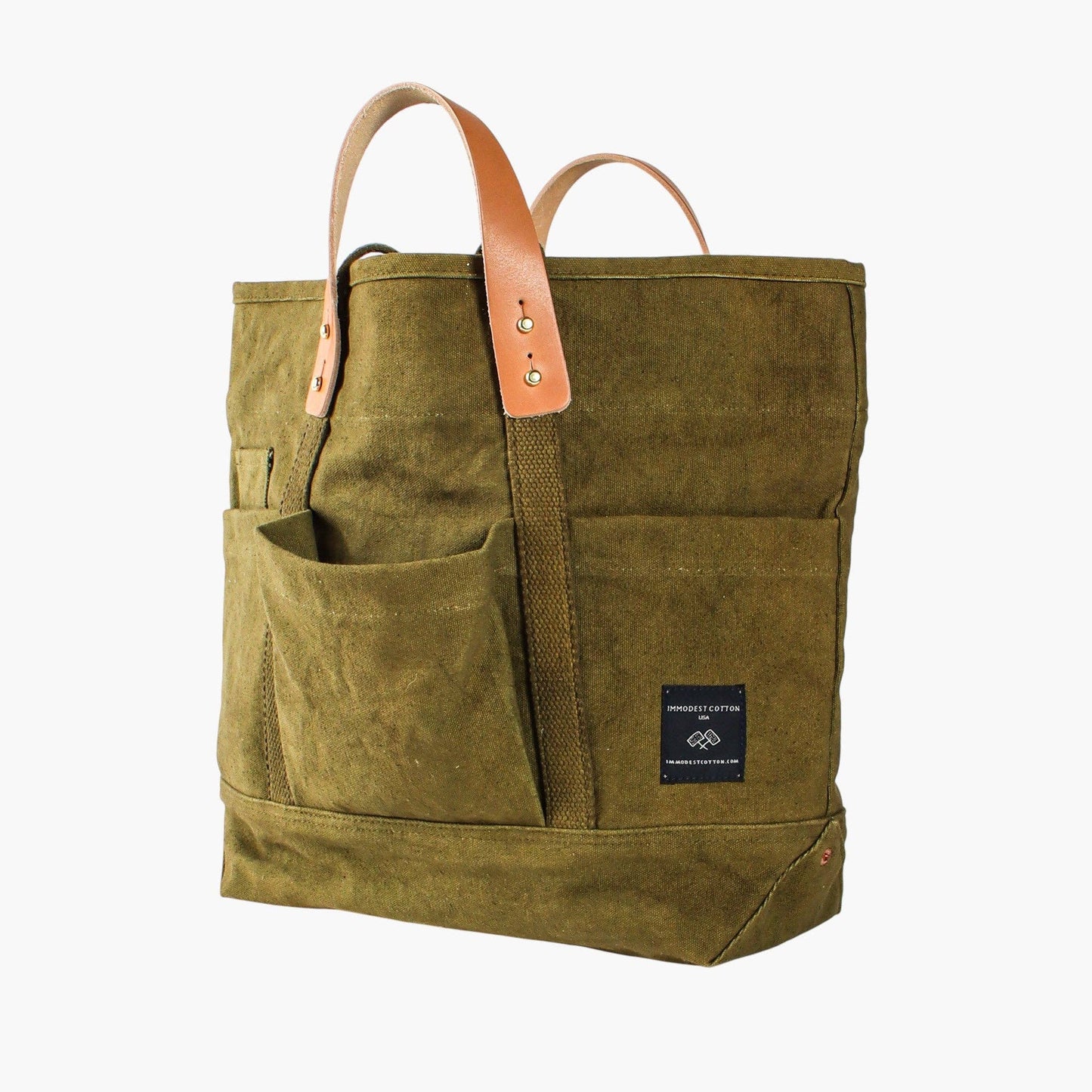 IMMODEST COTTON - Construction Tote | Olive - PMA Store at the Portland Museum of Art, Maine