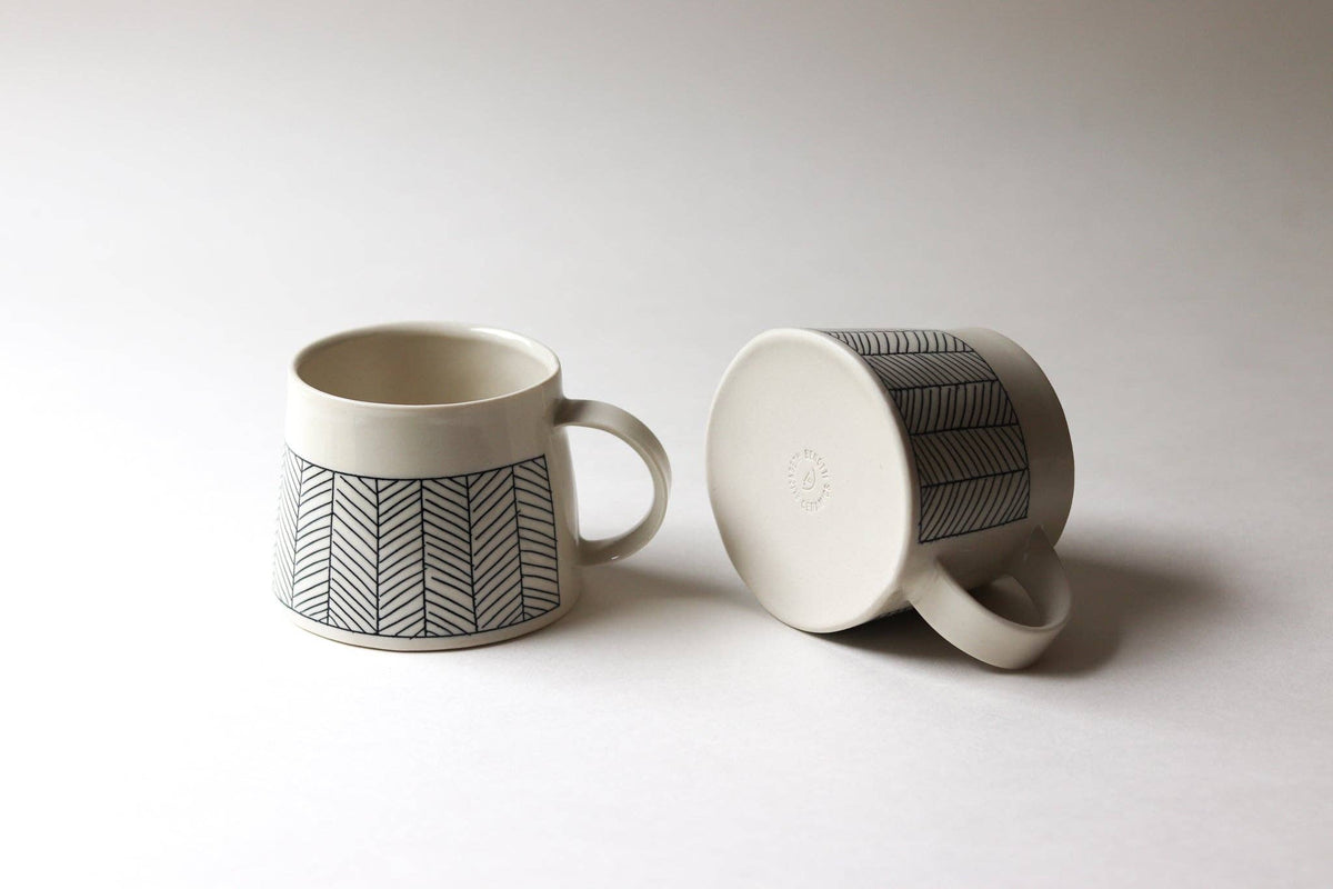Elizabeth Benotti Ceramics - Herringbone Mug: Black - PMA Store at the Portland Museum of Art, Maine
