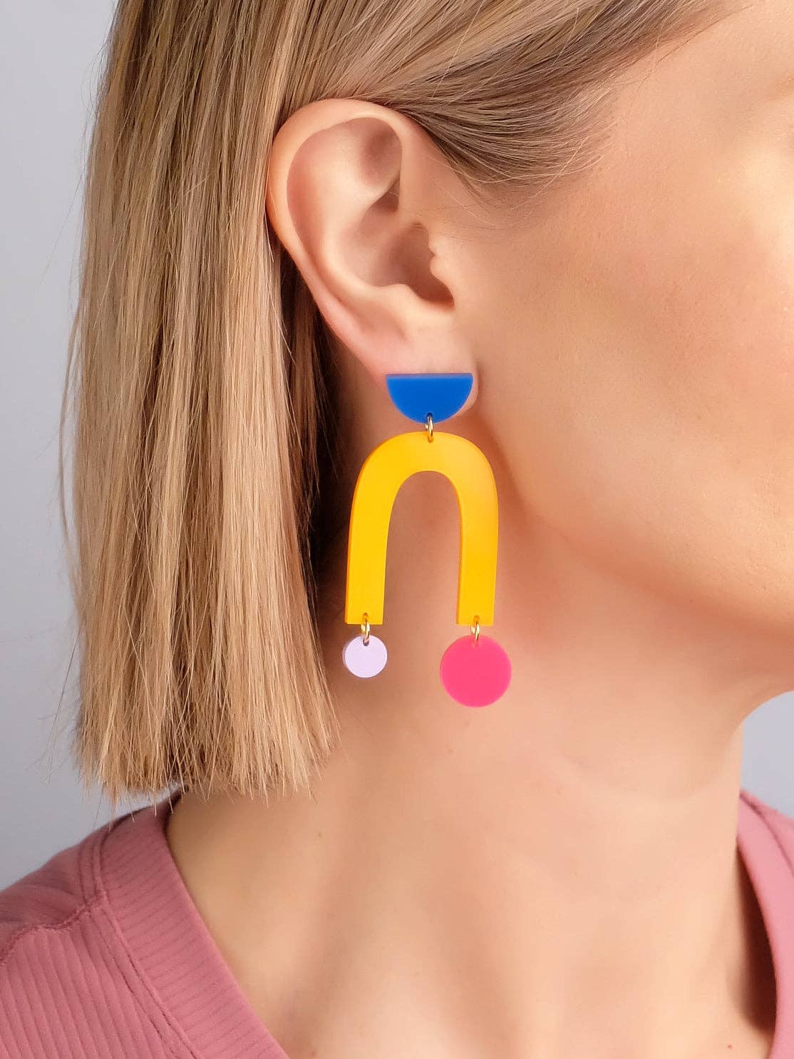 Combinist Goods - Collage Earrings: Hot Pink