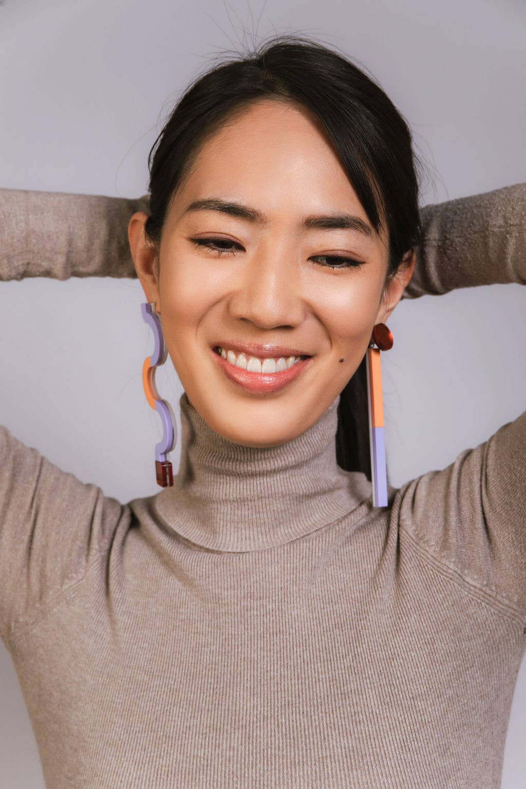 Pamela Coromoto - NEW Memphis Statement Earrings - Bold & unforgettable: Lilac/Salmon