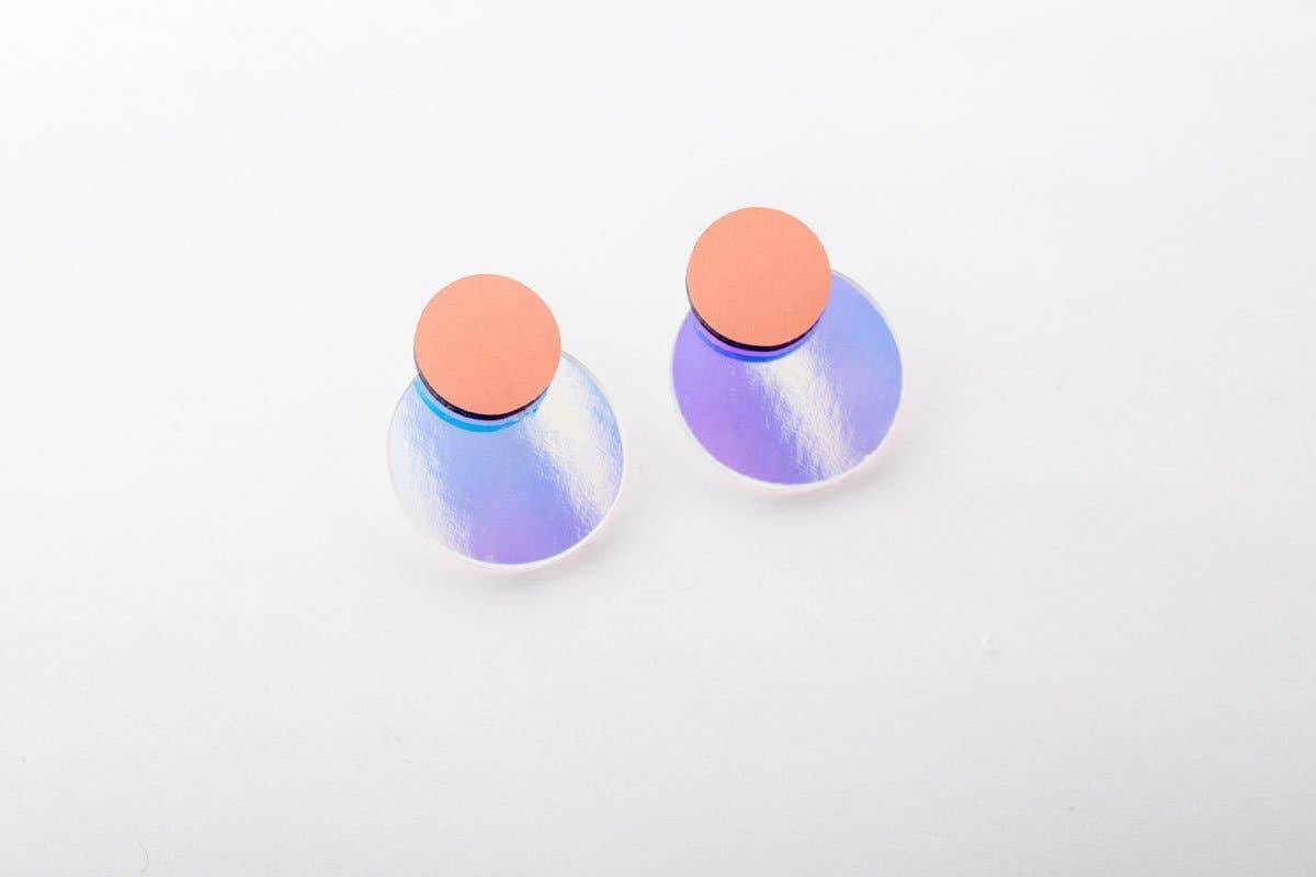 dconstruct - Ecoresin Earrings - Disc Stud: Lilac / Gold - PMA Store at the Portland Museum of Art, Maine