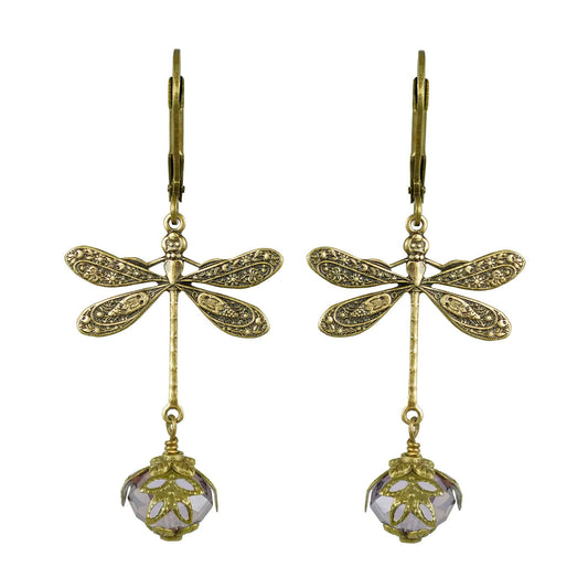 NoMonet - Fairyland: Dragonfly Daze Earrings Artisan Painted Filigree : Gold And Green - PMA Store at the Portland Museum of Art, Maine