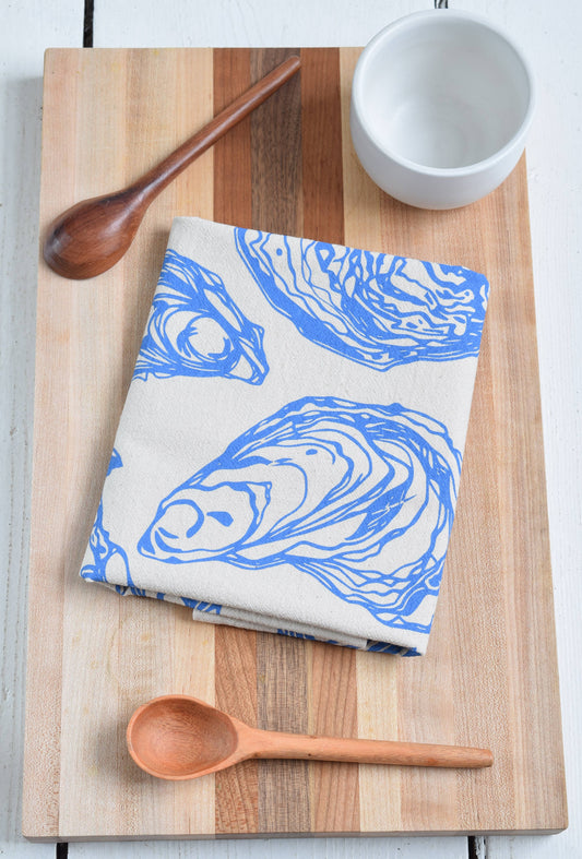Hearth and Harrow - Oyster Tea Towel in Blue-violet - Organic Cotton - Sea Shell - PMA Store at the Portland Museum of Art, Maine