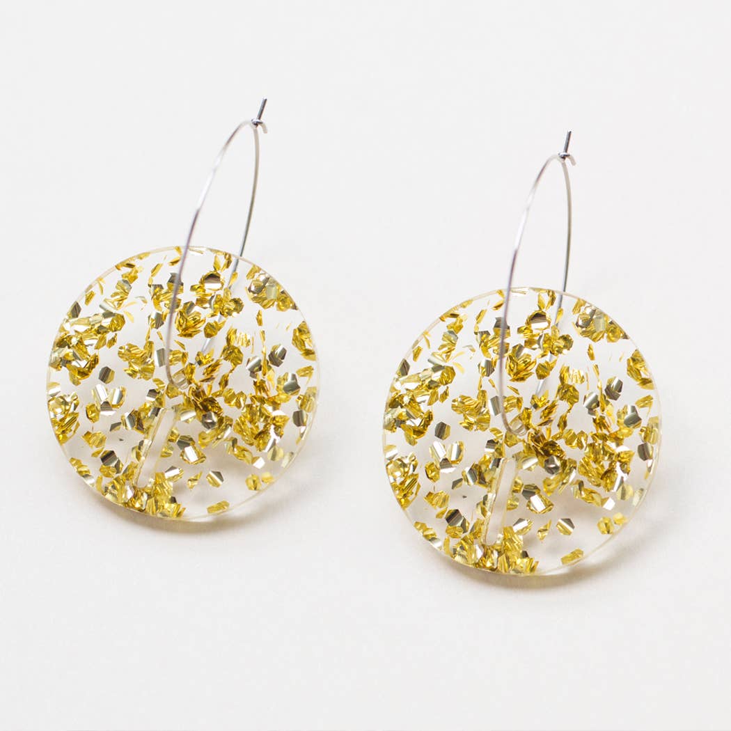 Pamela Coromoto - Circle Earrings - Big: Clear Iridescent
