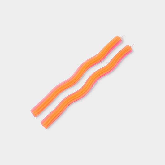 54 Celsius - Wiggle Candles - Orange (2 Pack) - 11" Vibrant Taper Candles - PMA Store at the Portland Museum of Art, Maine