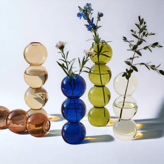 Bubble Shape Glass Vase: Orange / Tall 4 Balls - PMA Store at the Portland Museum of Art, Maine