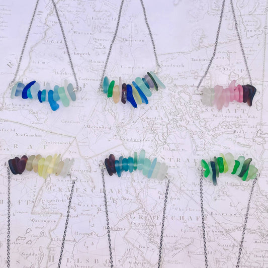 Cyn Elizabeth Studios - The Sea Bar- Sea Glass Statement Necklace: Uncarded (arrives separated in ziplock bags) - PMA Store at the Portland Museum of Art, Maine