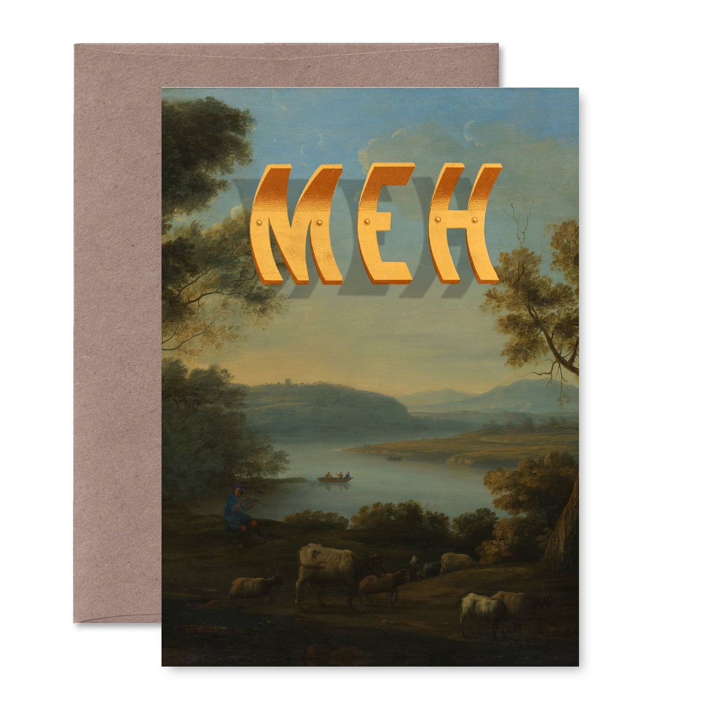 "Pastoral: MEH" A6 greeting card: Recycled white envelopes - PMA Store at the Portland Museum of Art, Maine