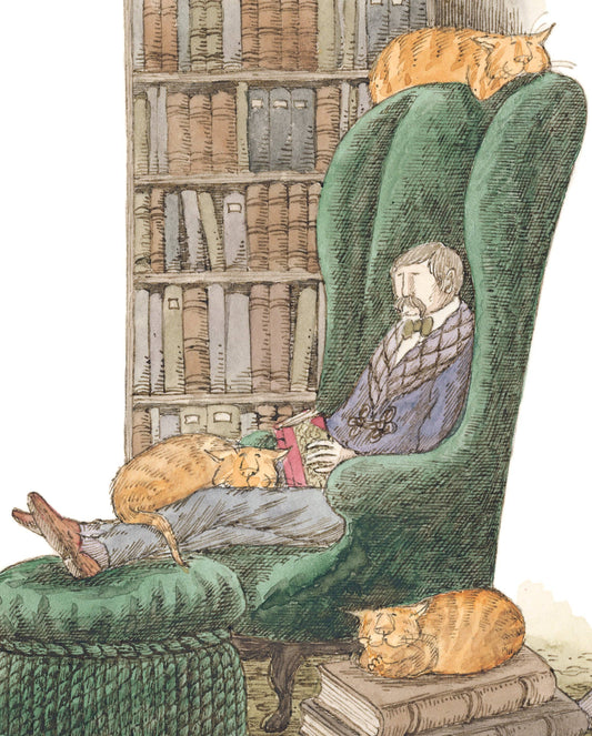 Pomegranate - Edward Gorey: Bibliophile with Cats Bookmark - PMA Store at the Portland Museum of Art, Maine