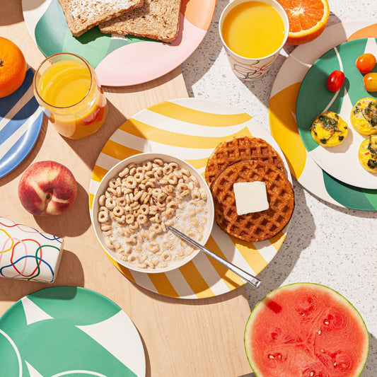 Poketo - Bamboo Dinner Plate Set in Waves: Waves - PMA Store at the Portland Museum of Art, Maine