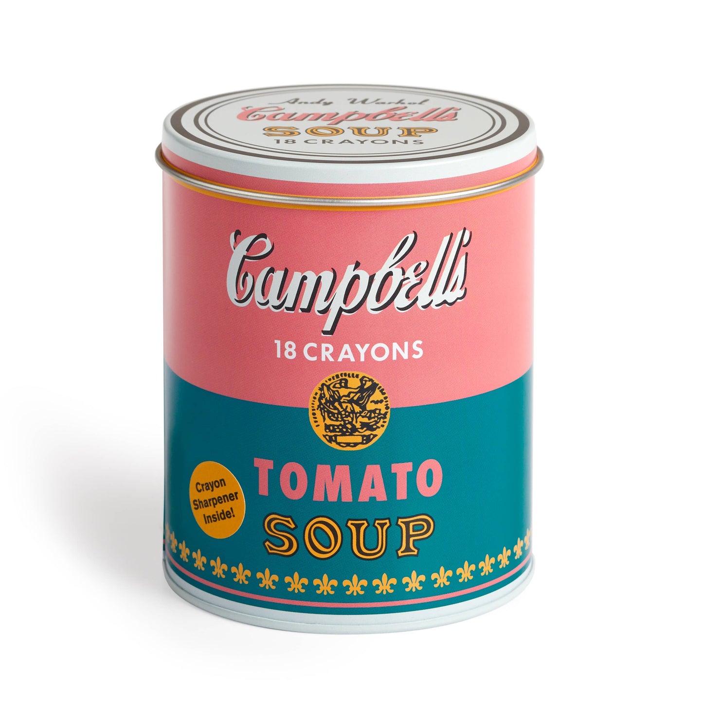 Chronicle Books - Andy Warhol Soup Can Crayons + Sharpener - PMA Store at the Portland Museum of Art, Maine