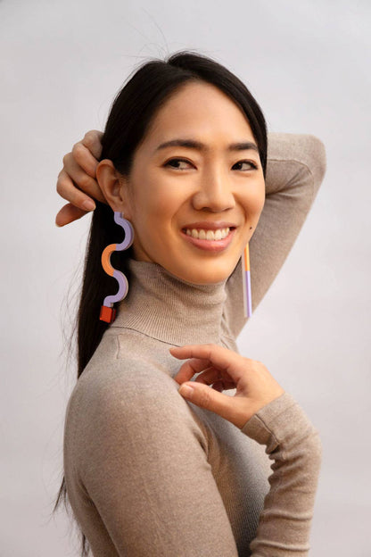 Pamela Coromoto - NEW Memphis Statement Earrings - Bold & unforgettable: Electric Blue