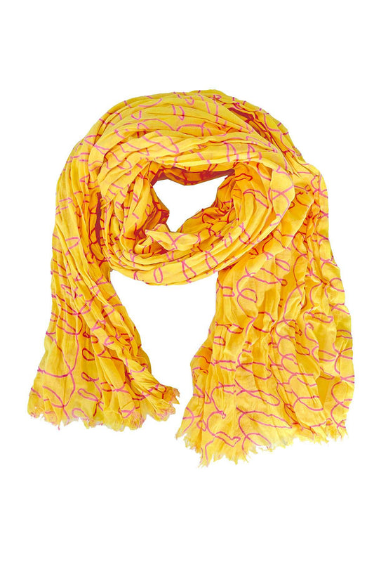 See Design - Cotton Scarf: Notes Yellow/Pink - PMA Store at the Portland Museum of Art, Maine