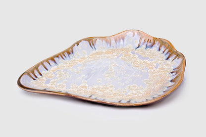 Alison Evans Ceramics - Medium Oyster Plate: Mint& Charcoal - PMA Store at the Portland Museum of Art, Maine