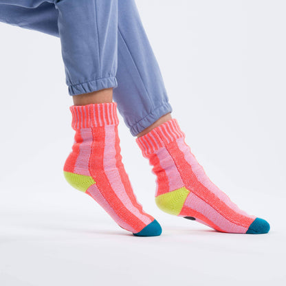 VERLOOP | knits - Big Stripe House Socks: Poppy Lilac / L/XL - W 9.5-12.5<br>M 8-11 - PMA Store at the Portland Museum of Art, Maine