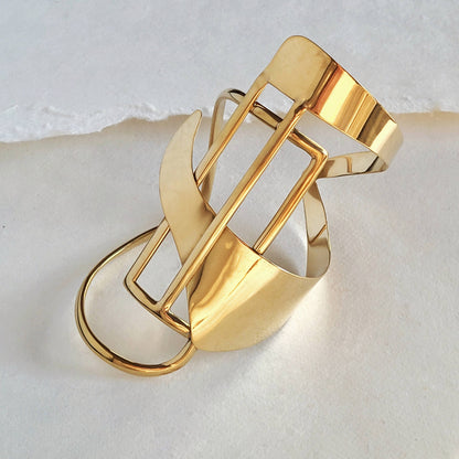 Bisjoux - Brass bold statement Dynasty Cuff bracelet