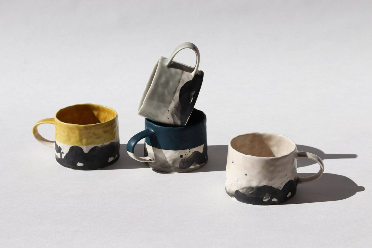 Elizabeth Benotti Ceramics - Pinched Splatter Mug: Deep ocean - PMA Store at the Portland Museum of Art, Maine