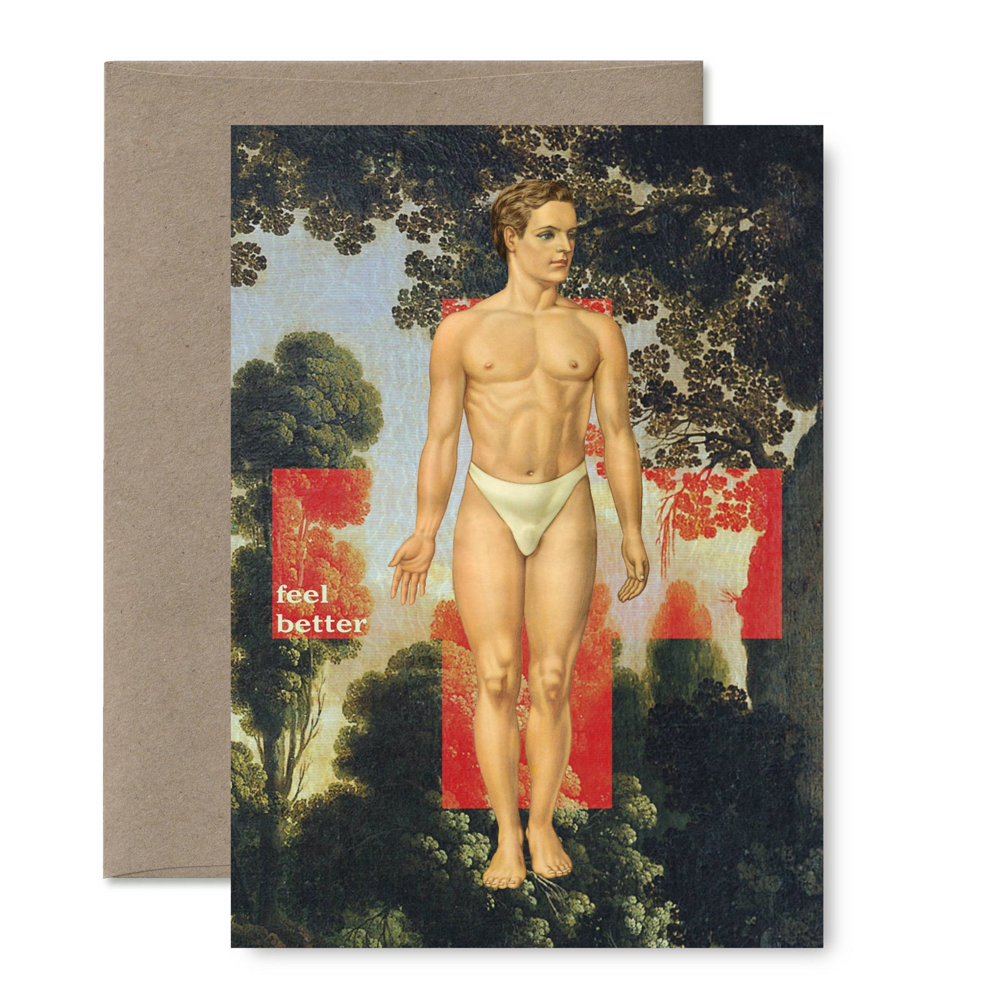 Pictrix Design - "Feel better (man)" A6 get well card 👉with STICKERS👈: Recycled white envelopes - PMA Store at the Portland Museum of Art, Maine