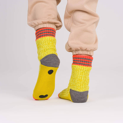 Varsity Knit House Socks: Golden Olive / S/M - W 6-9<br>M 5-7.5