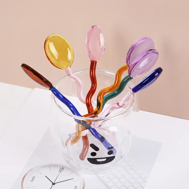 Creative Colored Glass Stirring Spoon: Orange Pink - PMA Store at the Portland Museum of Art, Maine