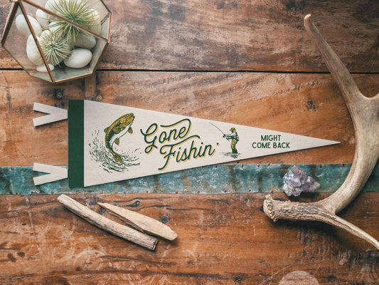 Benoit's Design Co. - Gone Fishin' Felt Pennant: Bold / Mini Pennant - PMA Store at the Portland Museum of Art, Maine