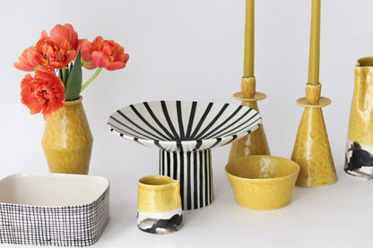 Elizabeth Benotti Ceramics - Everyday Pinched Vase: Striped - PMA Store at the Portland Museum of Art, Maine