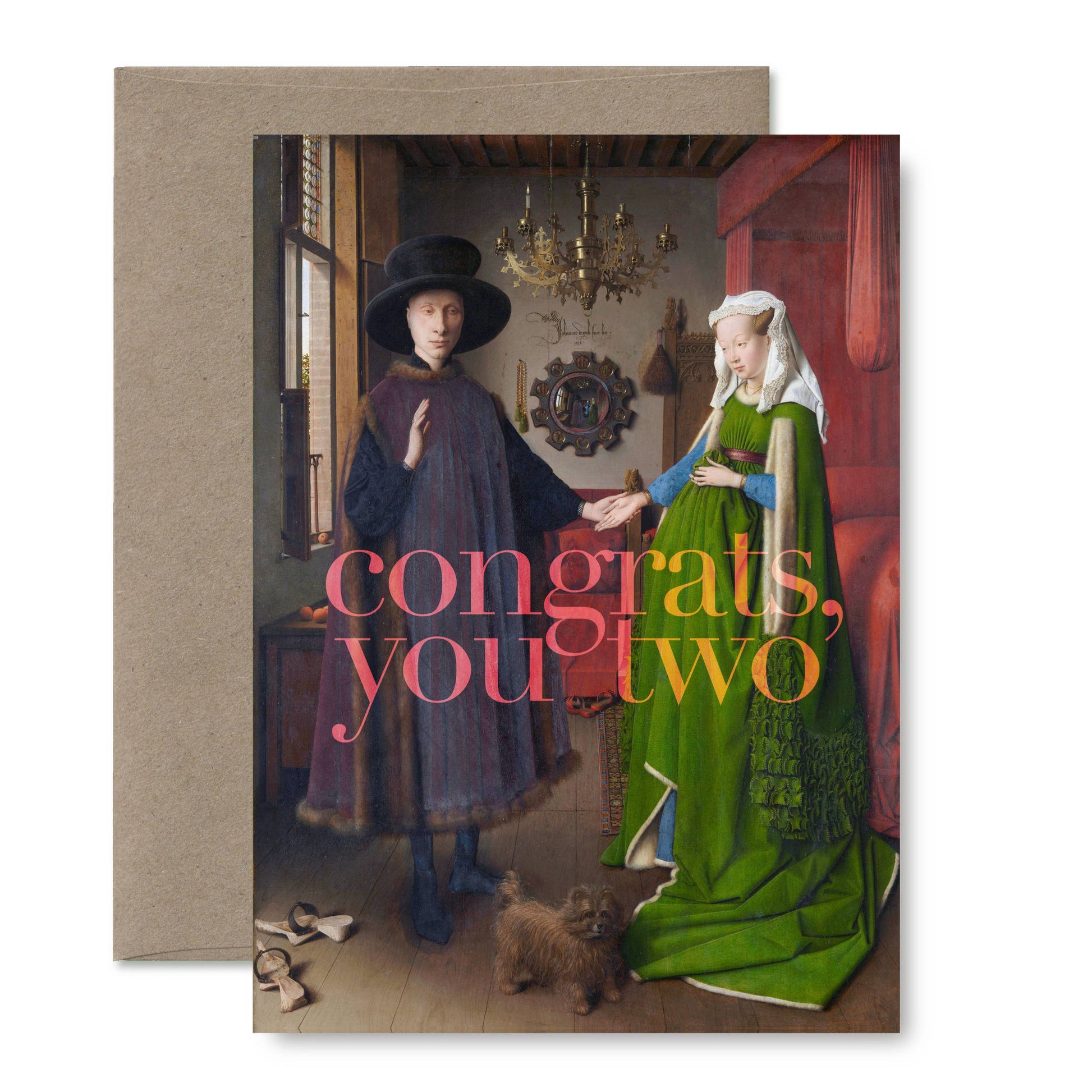 "Congrats, you two" (van Eyck) A6 wedding card: Recycled white envelopes - PMA Store at the Portland Museum of Art, Maine
