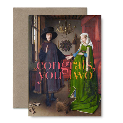 "Congrats, you two" (van Eyck) A6 wedding card: Recycled white envelopes - PMA Store at the Portland Museum of Art, Maine