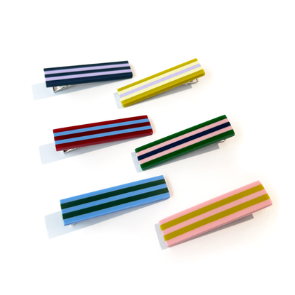 Combinist Goods - Striped Hair Clip | Large: Pastel Pink | Chartreuse