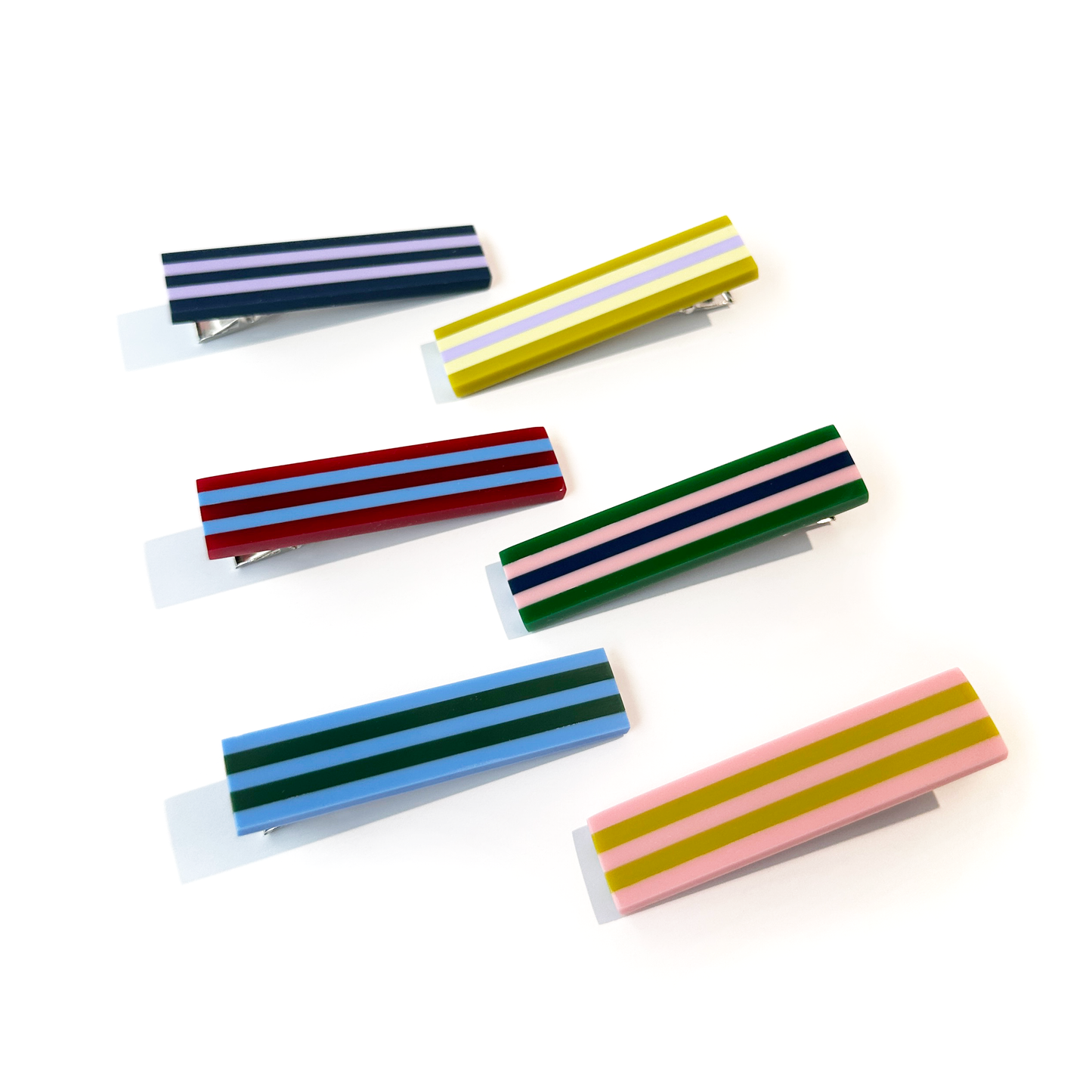 Combinist Goods - Striped Hair Clip | Large: Cornflower Blue | Green