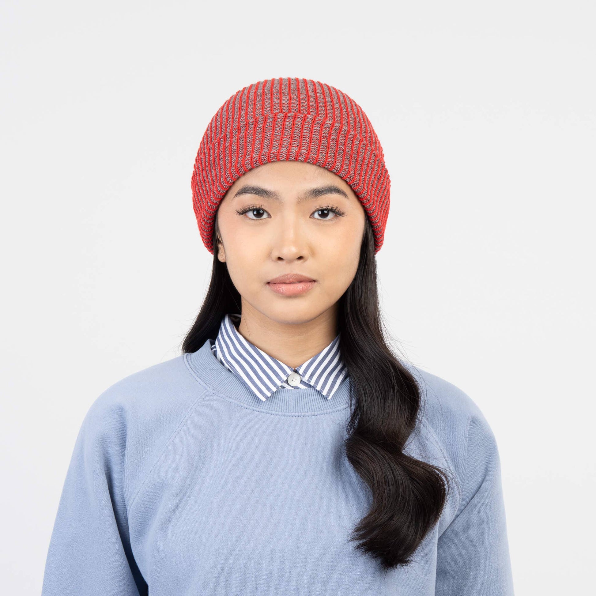 Simple Rib Knit Beanie: Golden Olive Navy - PMA Store at the Portland Museum of Art, Maine