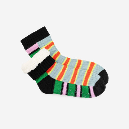 VERLOOP | knits - Zipper Stripe House Socks: Poppy Stone Blue / L/XL - W 9.5-12.5<br>M 8-11 - PMA Store at the Portland Museum of Art, Maine