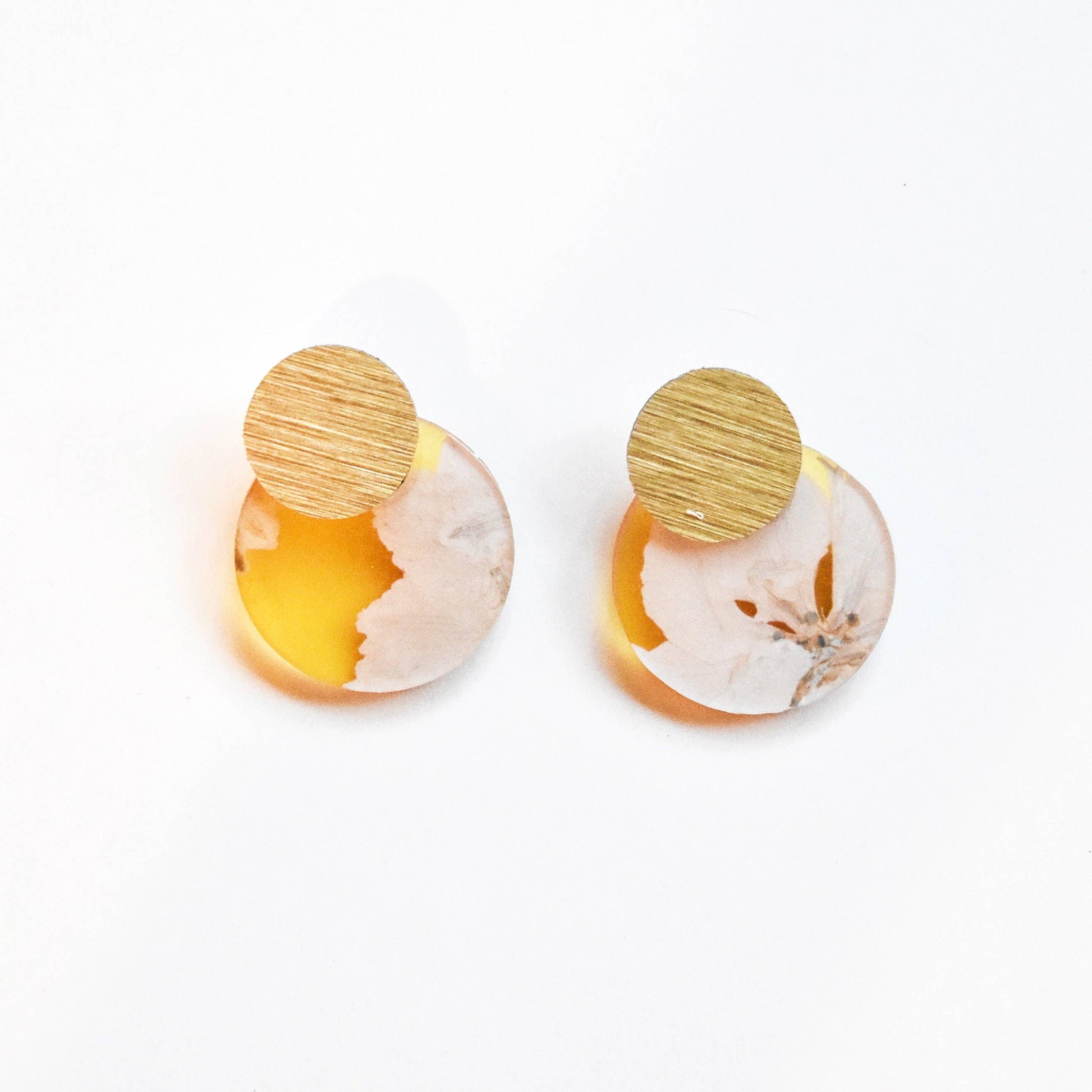 dconstruct - Ecoresin Earrings - Disc Stud: Chartreuse / Gold - PMA Store at the Portland Museum of Art, Maine