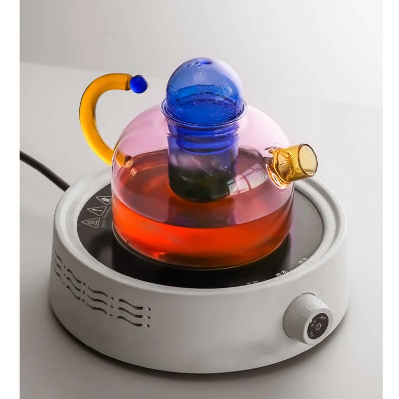 Contrasting Color Heat Resistant Glass Teapot and Cups: Blue Cup - PMA Store at the Portland Museum of Art, Maine