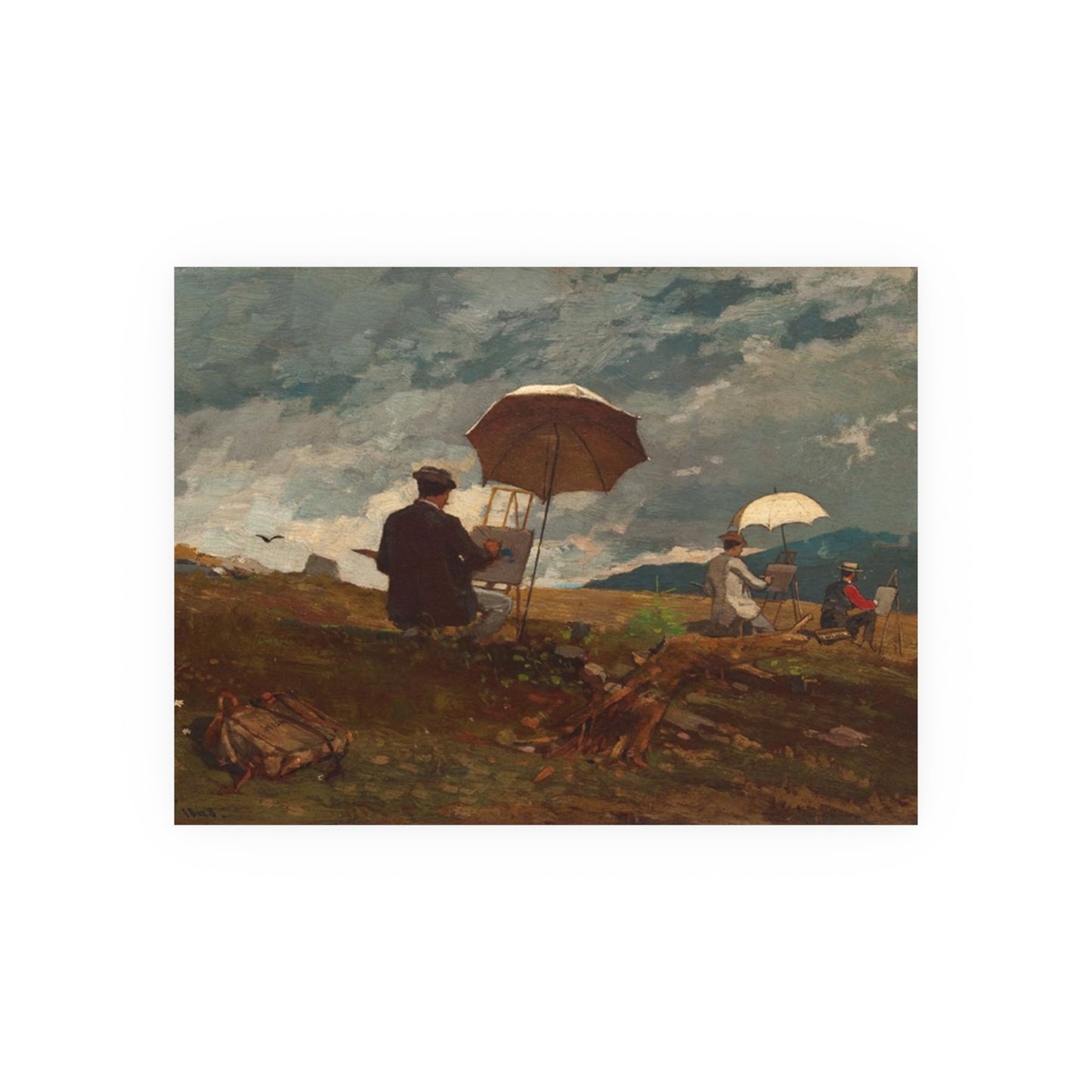 Artists Sketching in the White Mountains, 1868 by Winslow Homer Satin Poster 18x24 cropped - PMA Store at the Portland Museum of Art, Maine